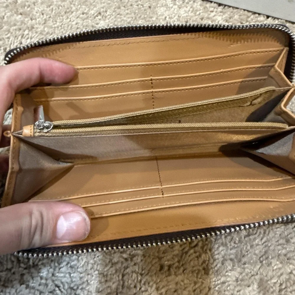 Okachi Leather Zip Around Wallet Dark Brown Continental Japan‎ Card Slots